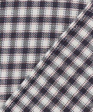 J.PRESS LADIES L 【洗える】ポリエステルヴィスコースブロックチェック バンドカラー ブラウス チャコール×ピンク系