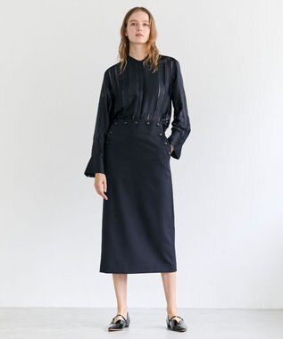 BEIGE， LAZUL / マリンボタンIラインスカート Navy