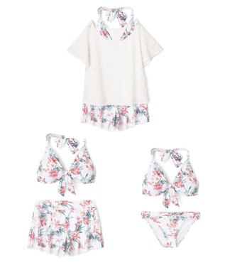 San-ai Resort（三愛水着楽園） 【新色ホワイト＆パープル入荷】４点セット水着　9M・11L【San-ai Resort（サンアイリゾート）】 ピンク