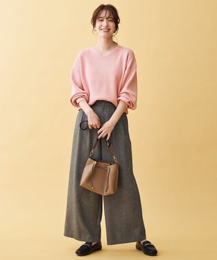 ANY 【8色展開】Vネックデイリーニット ピンク