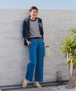 Tiaclasse L 【洗える】シアーパーカーカーディガン ネイビー