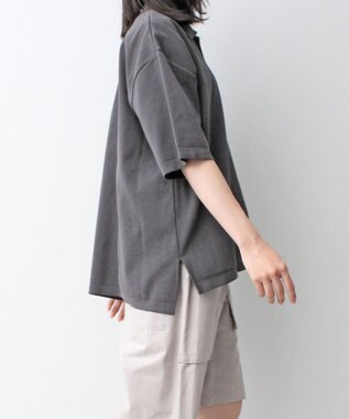 WHITE MAILS 【UNISEX】PAPER KINT HALF SLEEVE OVERSIZED ポロシャツ チャコールグレー