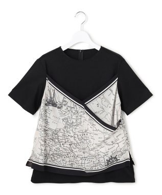 23区 S 【先行予約】スカーフコンビジャージー カットソー ブラック×オフ