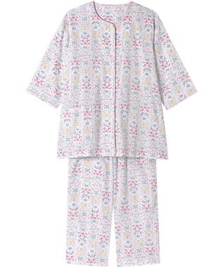 Wing パジャマ 綿100%(本体) 楊柳素材 高島ちぢみ（Ｒ） 7分袖 長袖 8分丈 レディース EP8043 ウイング／ワコール ピンク