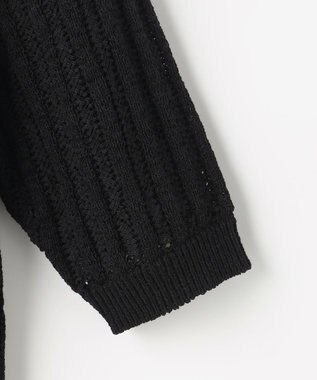 自由区 L ストライプパターンジップ ニット ブラック