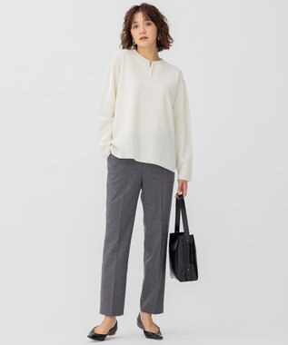 23区 【CLASSY.1月号掲載】ウールミルドストレッチ テーパードパンツ チャコール