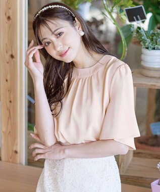 Tiaclasse 【洗える】5分丈フレアスリーブブラウス ライトピンク