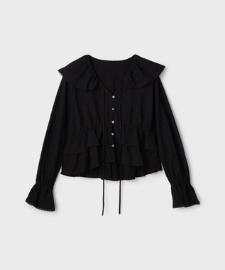 GRACE CONTINENTAL エンブロイダリーフリルブラウス ブラック