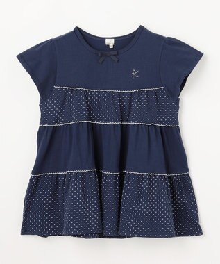 組曲 KIDS 【150-160㎝】 ドットティアードチュニック ネイビー