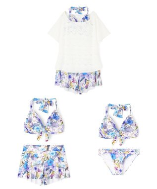 San-ai Resort（三愛水着楽園） 【新色ホワイト＆パープル入荷】４点セット水着　9M・11L【San-ai Resort（サンアイリゾート）】 パープル