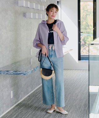 Tiaclasse L 【洗える】シアーパーカーカーディガン ラベンダー