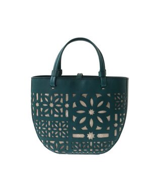 genten セイル カットワーク 手提げバッグ ブルーグリーン