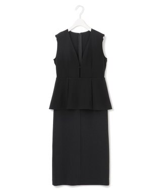 ICB 【洗える】ミリオーネダンボールニット  ジャンパースカートワンピース ブラック系