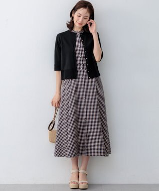 組曲 【先行予約】シアーニット5分袖 カーディガン ブラック系