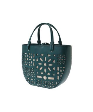 genten セイル カットワーク 手提げバッグ ブルーグリーン