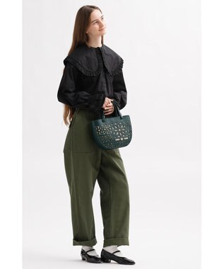 genten セイル カットワーク 手提げバッグ ブルーグリーン