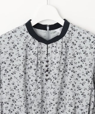 J.PRESS LADIES 【洗える】 スパンローンフラワー バンドカラー ワンピース サックスブルー系5