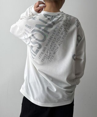 WEGO エンボスグラフィックT(LS) ホワイト