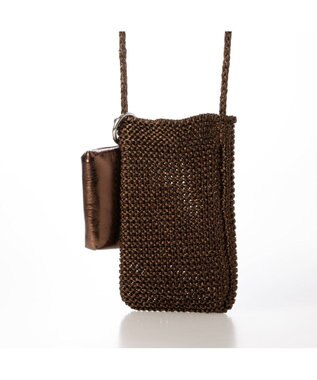 UNBILLION カシュカシュ cachecache / メタリックニットスマホショルダーバッグ ブラウン