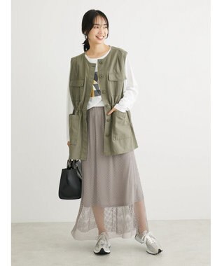 Green Parks ・ＳＵＧＡＲ　ＳＰＯＯＮ　ノーカラーミリタリーベスト Khaki