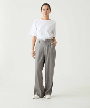 caqu linen rayon stretch wide pants リネンレーヨンストレッチワイドパンツ gray