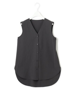 ICB L 【洗える】ヴィンテージスパンブロード ビックカラーブラウス グレー系