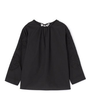 UNFILO L エンブロイダリー ブラウス ブラック