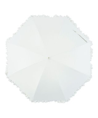 MOONBAT estaa 晴雨兼用 長傘 無地フリル 日傘 遮光 遮熱 UV ホワイト