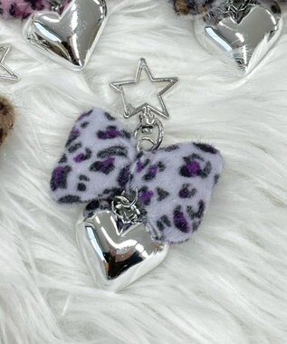 WEGO レオパードリボンキーホルダー パープル