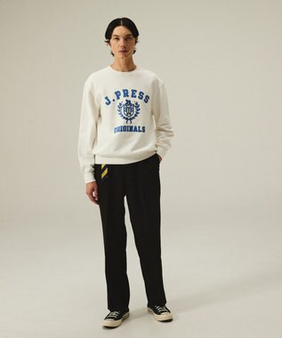 J.PRESS MEN 【J.PRESS ORIGINALS】【UNISEX】Supima Recycle Cotton CREST Logo Sweat ホワイト系