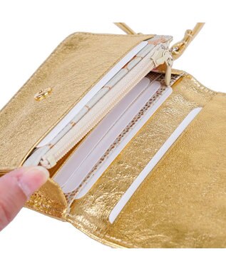 tsumori chisato CARRY 新マルチドット マルチケース パスケース  キャッシュレスにも最適！【キラキラでかわいい！本革のやわらかな風合い】 ゴールド