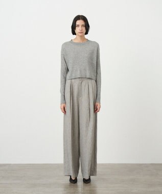 ATON CASHMERE SILK SPUN | リブプルオーバー TOP GRAY