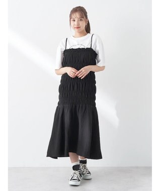 earth music&ecology ２ｗａｙシャーリングキャミワンピース Black