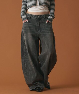 WEGO ラインストーンbackロゴデニム ブラック