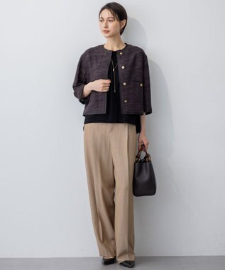 23区 【GOLD LABEL】ナチュラルシャンブレー タックパンツ ベージュ系