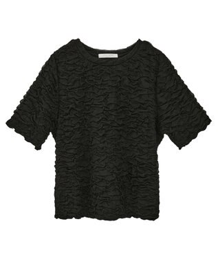 Green Parks 表面感カット５分袖プルオーバー Black