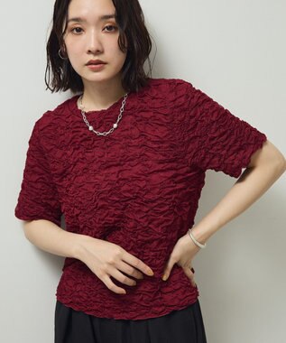 Green Parks 表面感カット５分袖プルオーバー Bordeaux