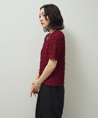 Green Parks 表面感カット５分袖プルオーバー Bordeaux