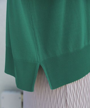 Tiaclasse L 軽やかニットドルマンカーディガン グリーン