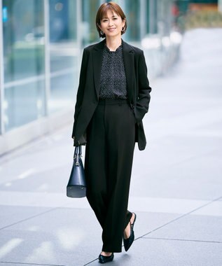 自由区 L 【19号サイズまで展開・カタログ掲載】トリアセダブルクロスワイドストレート パンツ ブラック