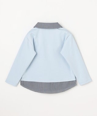 組曲 KIDS 【110-140㎝】 ミニチェック レイヤードトップス サックスブルー