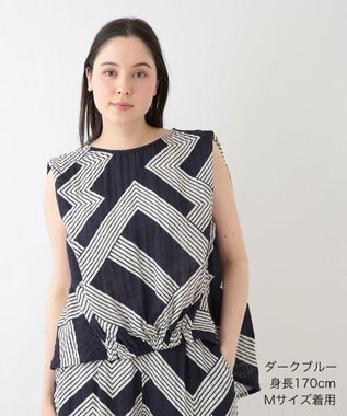 UCHINO クレープガーゼ ジオメトリックブラウス