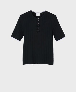 Paul Smith 【洗える】リブアイレット 半袖ニット ブラック