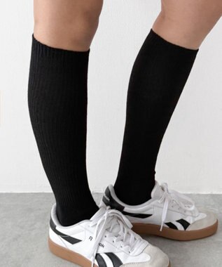 WEGO ローゲージゆるリブハイソックス ブラック