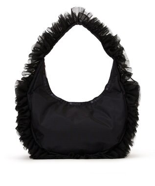LeSportsac RUFFLE ZIP HOBO/ブラックレースラッフル ブラックレースラッフル