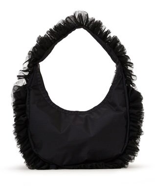 LeSportsac RUFFLE ZIP HOBO/ブラックレースラッフル ブラックレースラッフル