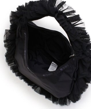LeSportsac RUFFLE ZIP HOBO/ブラックレースラッフル ブラックレースラッフル