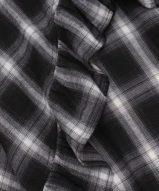 WEGO チェックアシンメトリーフリルロングスカート ブラックチェック1