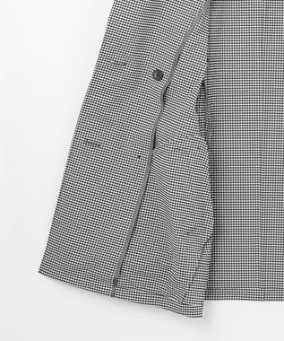 J.PRESS LADIES S 【洗える】Lightストレッチギンガム ダブル トレンチコート ブラック×ライトグレーギンガム系