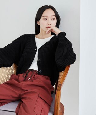 WEGO Vネックカラーカーディガン ブラック